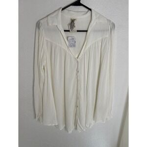NWT Free People Ivory Flow Button Long Sleeve Size Small